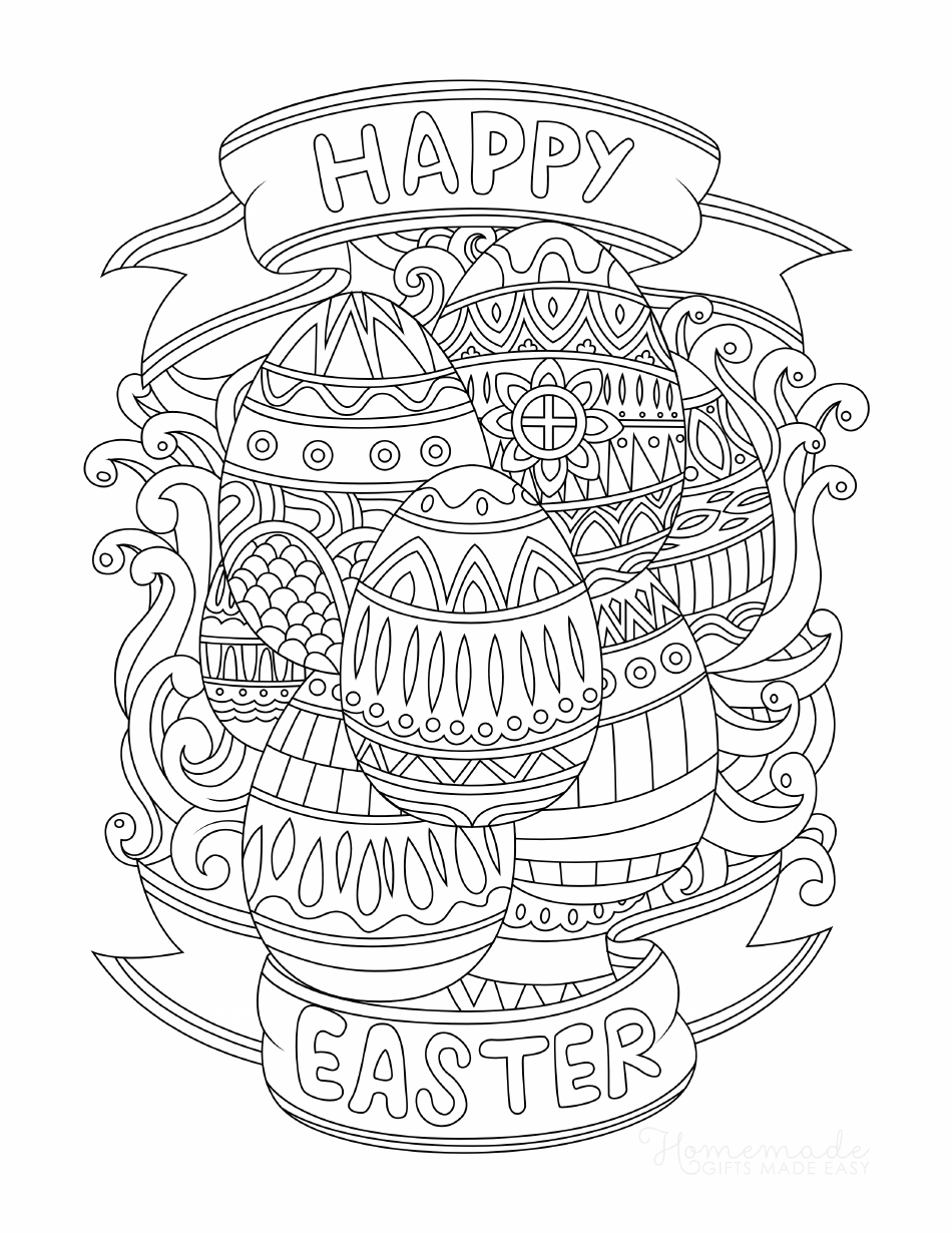 Happy Easter Collage Coloring Page Preview