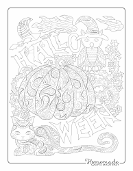 Document preview: Adult Coloring Page - Halloween