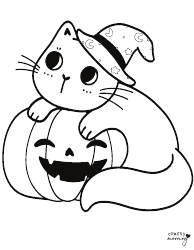 Document preview: Halloween Cat Coloring Page