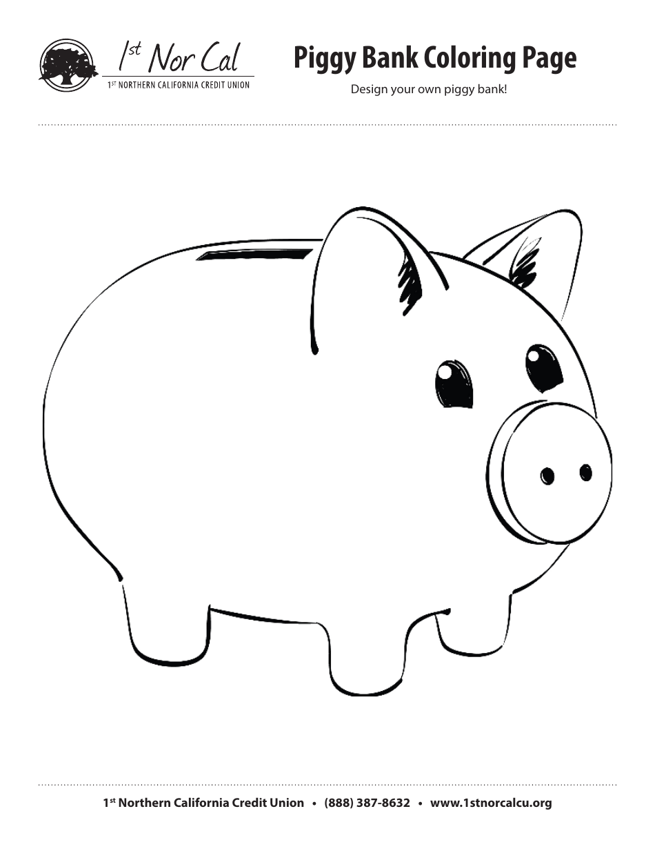 Piggy Bank Coloring Sheet Preview