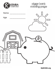 Document preview: Piggy Bank Coloring Page