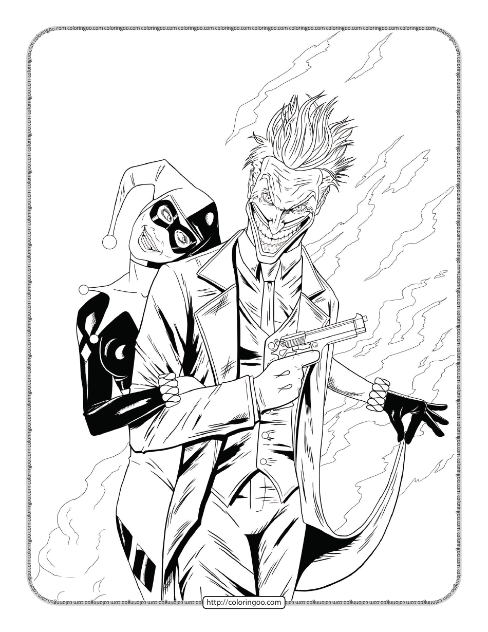 Joker And Harley Queen Coloring Page Download Printable Pdf Templateroller