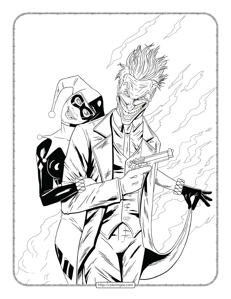 Joker and Harley Queen Coloring Page - Designed for coloring enthusiasts