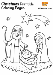 Document preview: Christian Coloring Page - Christmas