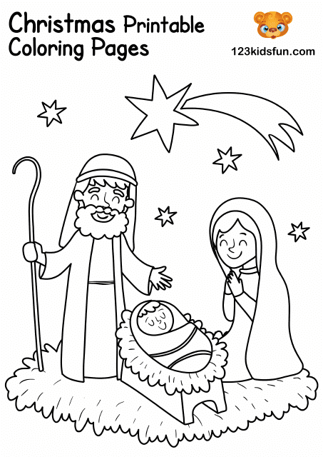 Christian Coloring Page with Christmas Theme