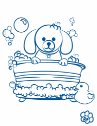 Document preview: Bathing Puppy Coloring Page