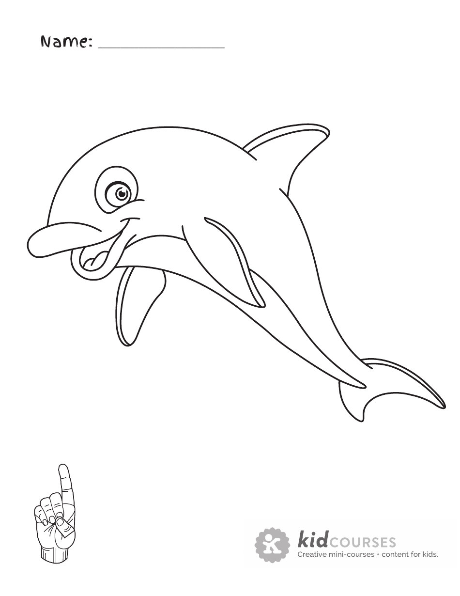 Little Dolphin Coloring Card Preview Image - Free printable dolphin coloring card template