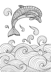 Document preview: Dolphin Waves Coloring Page