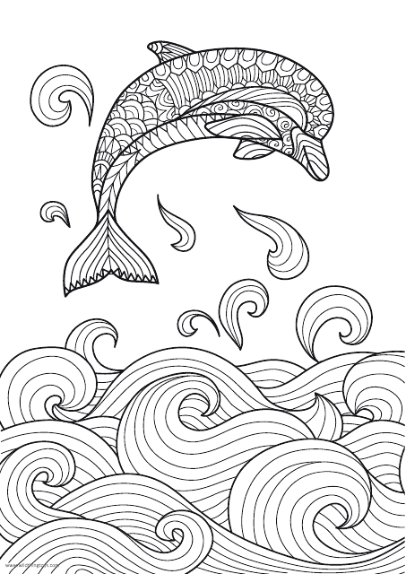 Dolphin Waves Coloring Page