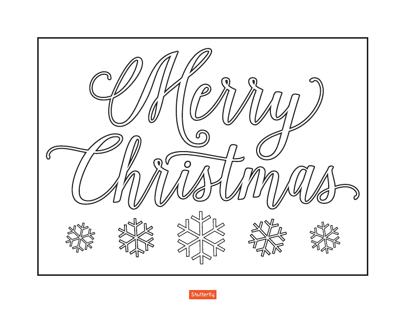 Merry Christmas Coloring Page with Snowflakes