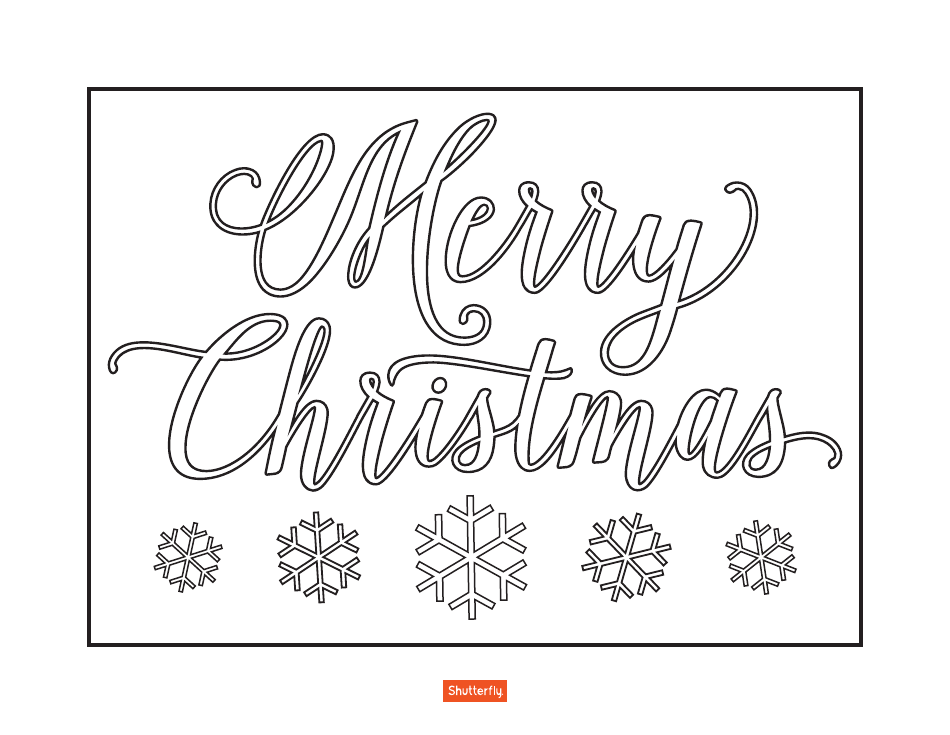 Merry Christmas Coloring Page with Snowflakes