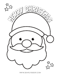 Document preview: Merry Christmas Coloring Page - Santa's Face