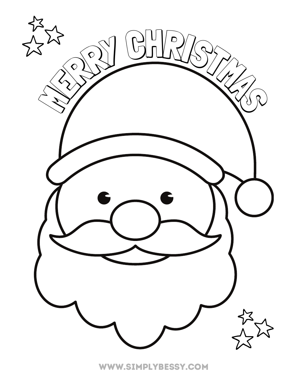 Merry Christmas Coloring Page - Santa's Face Download Printable PDF ...