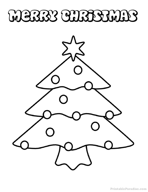 Merry Christmas Coloring Page with Christmas Tree