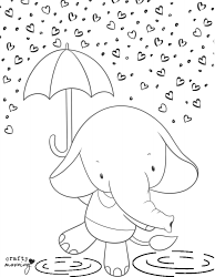 Document preview: Valentine's Day Coloring Sheet - Elephant