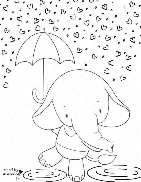 Valentine's Day Coloring Sheet - Elephant
