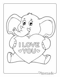 Document preview: I Love You Coloring Sheet - Elephant
