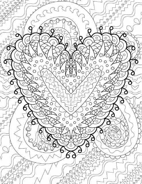 Mandala Heart Coloring Sheet Preview - TemplateRoller