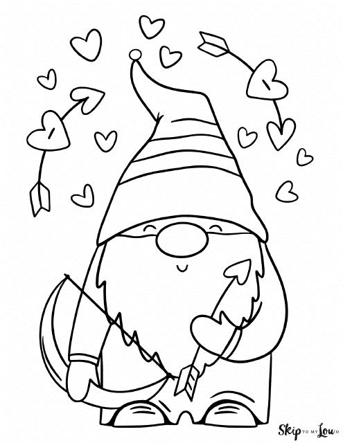 Valentine's Day Coloring Page - Gnome