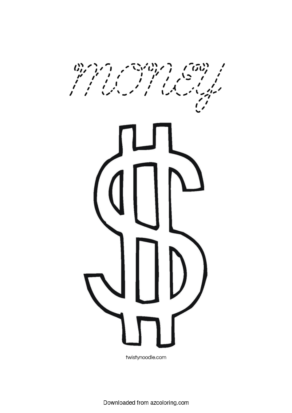 Dollar Sign Coloring Sheet image preview