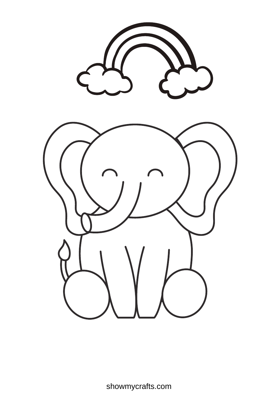 Rainbow Elephant Coloring Page
