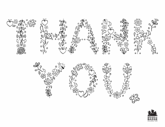 Document preview: Flower Thank You Coloring Page