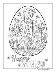 Document preview: Easter Egg Coloring Page - Flower Garden