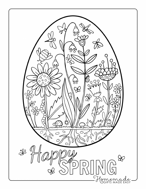 Easter Egg Coloring Page - Flower Garden
