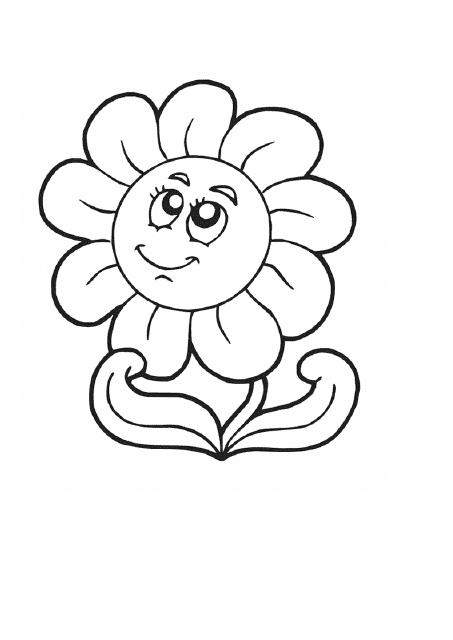 Cartoon Flower Face Coloring Page - Fun and Playful Illustration for Kids