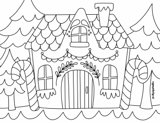 Document preview: Gingerbread House Coloring Page
