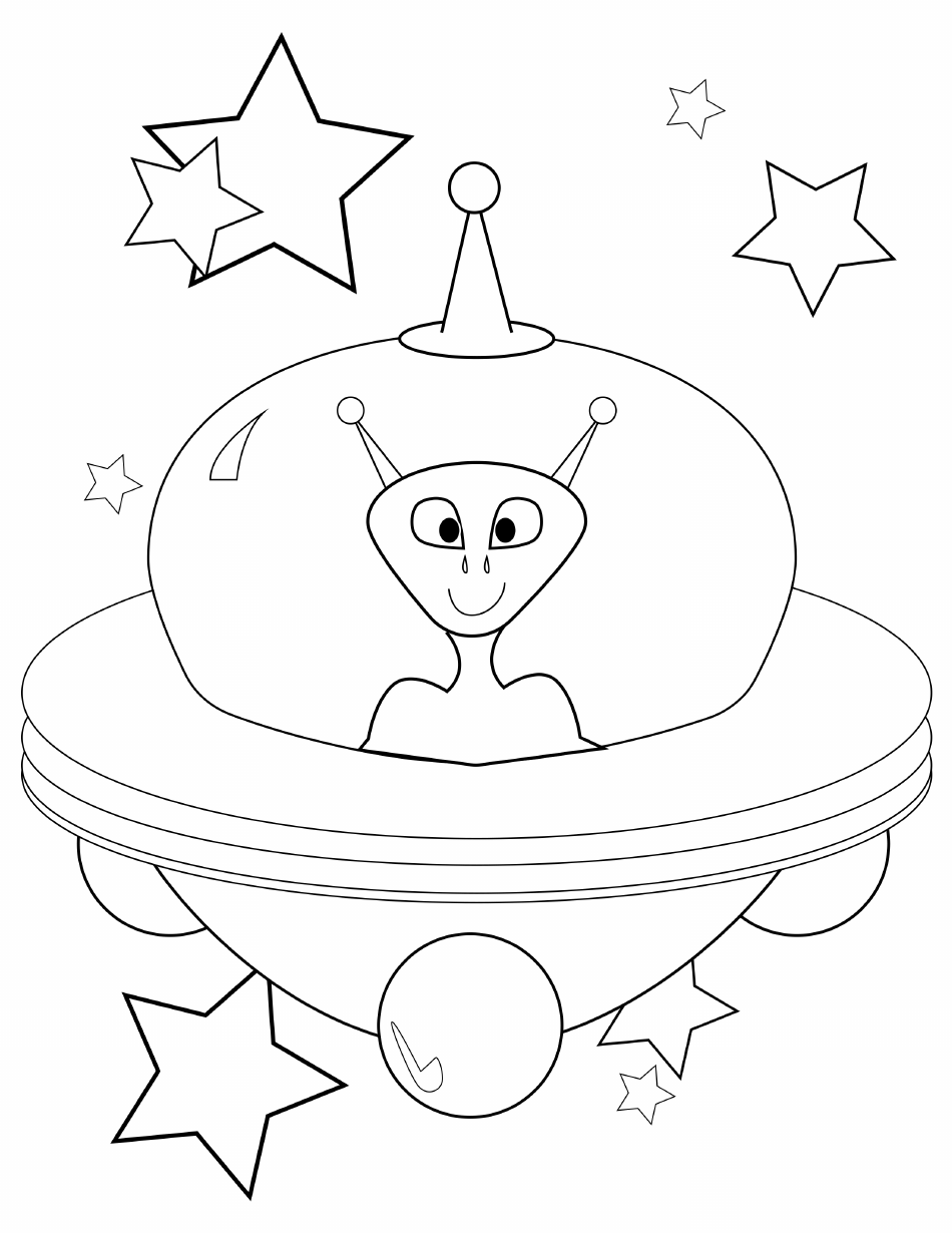 Cute alien coloring page featuring an adorable extraterrestrial creature