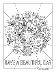 Document preview: Have a Beautiful Day Coloring Page - Flowers
