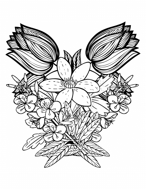Flower Collage Coloring Page