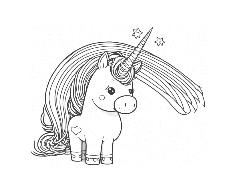 Cute Little Unicorn Coloring Page- Templateroller.
