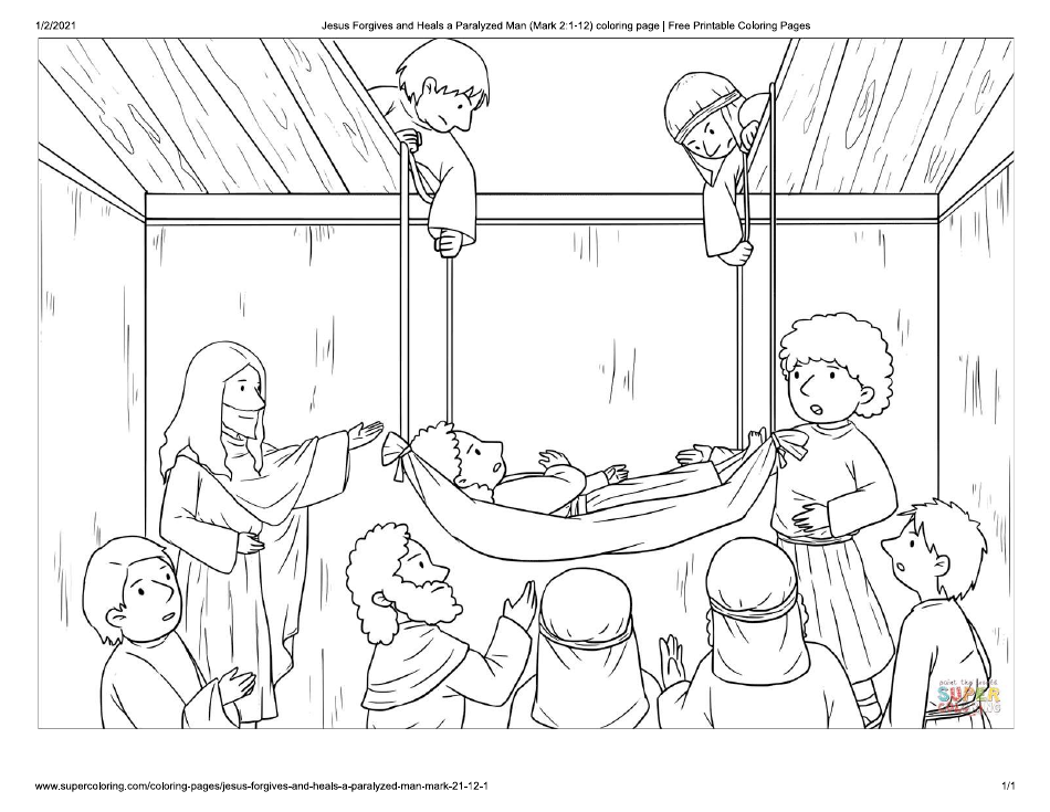 Bible Coloring Page Jesus Heals a Paralyzed Man Download Printable Bible Coloring Page Jesus Heals a Paralyzed Man Download Printable