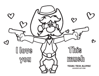 Document preview: Valentine's Day Coloring Page - Texas Cowboy