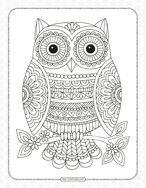Mandala Owl Coloring Sheet - Preview Image