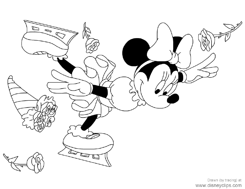 Minnie Mouse Coloring Page Skating
