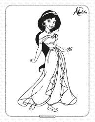 Document preview: Princess Jasmine Coloring Sheet
