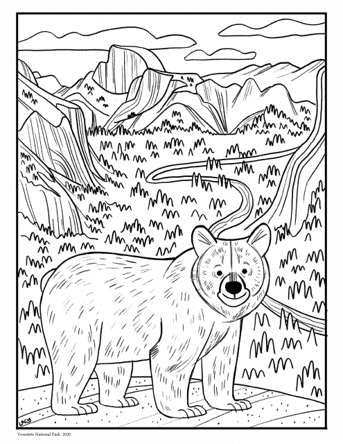 Yosemite National Park Bear Coloring Page - Preview Image