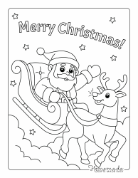Document preview: Merry Christmas Coloring Page - Santa and Reindeer