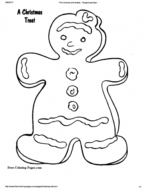Colorful Gingerbread Man on a Christmas Treat Coloring Page