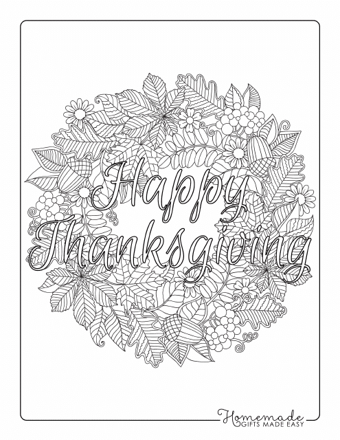 Thanksgiving Wreath Coloring Page preview