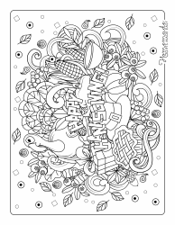 Document preview: Thanksgiving Collage Coloring Page