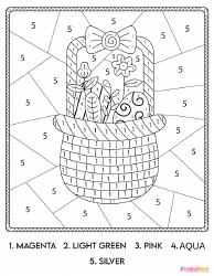 Document preview: Flower Basket Coloring Page - Color by Number