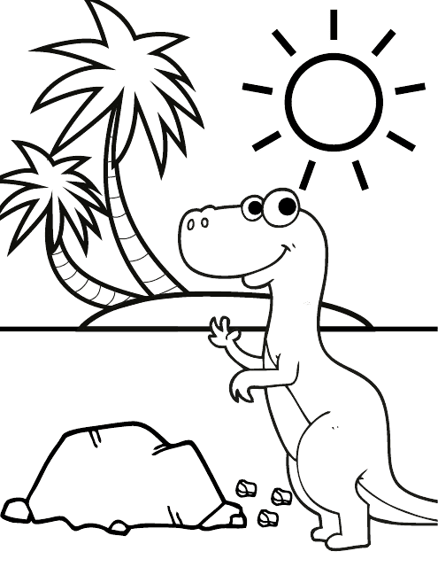 Dinosaur Vacation Coloring Page Preview