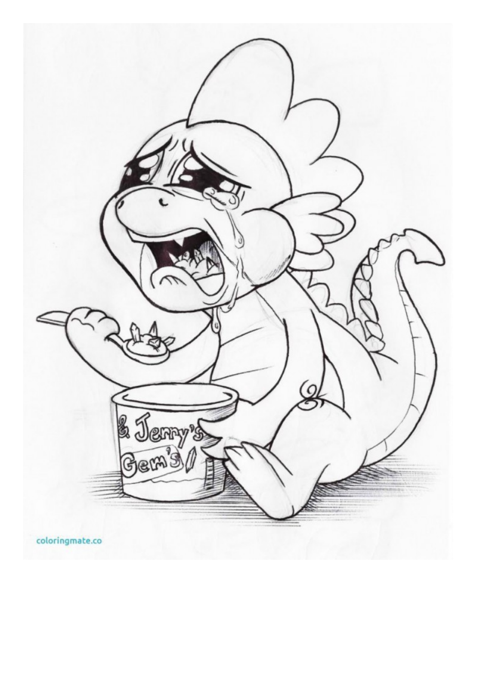 Sad Little Dragon Coloring Page