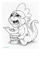 Document preview: Sad Little Dragon Coloring Page