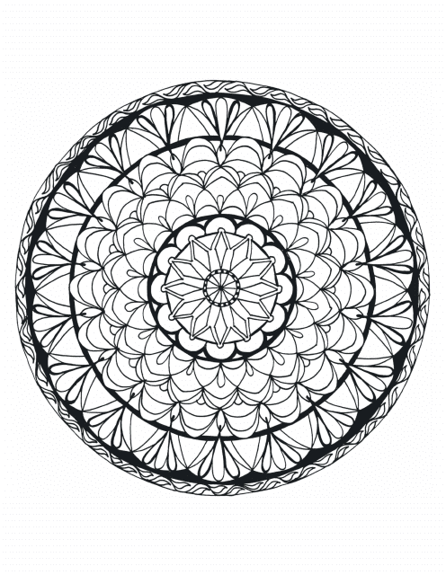 Flower Wheel Mandala Coloring Page Preview