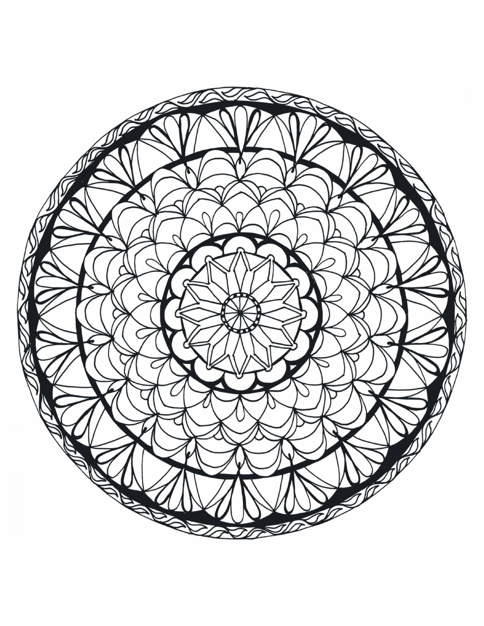 Flower Wheel Mandala Coloring Page Preview
